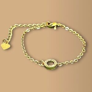 Gold Circle Charm Bracelet Adjustable Dainty Heart‎ Charm Chain Bracelet